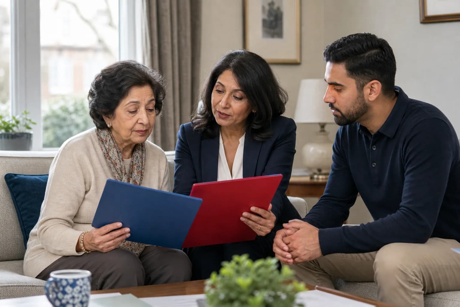 London family reviewing a will and lasting power of attorney together