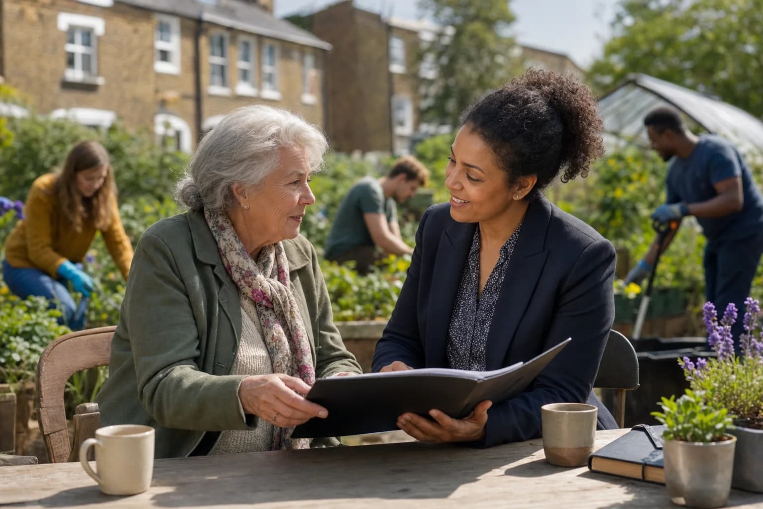 London resident discussing a charitable gift in her will with a legacy adviser