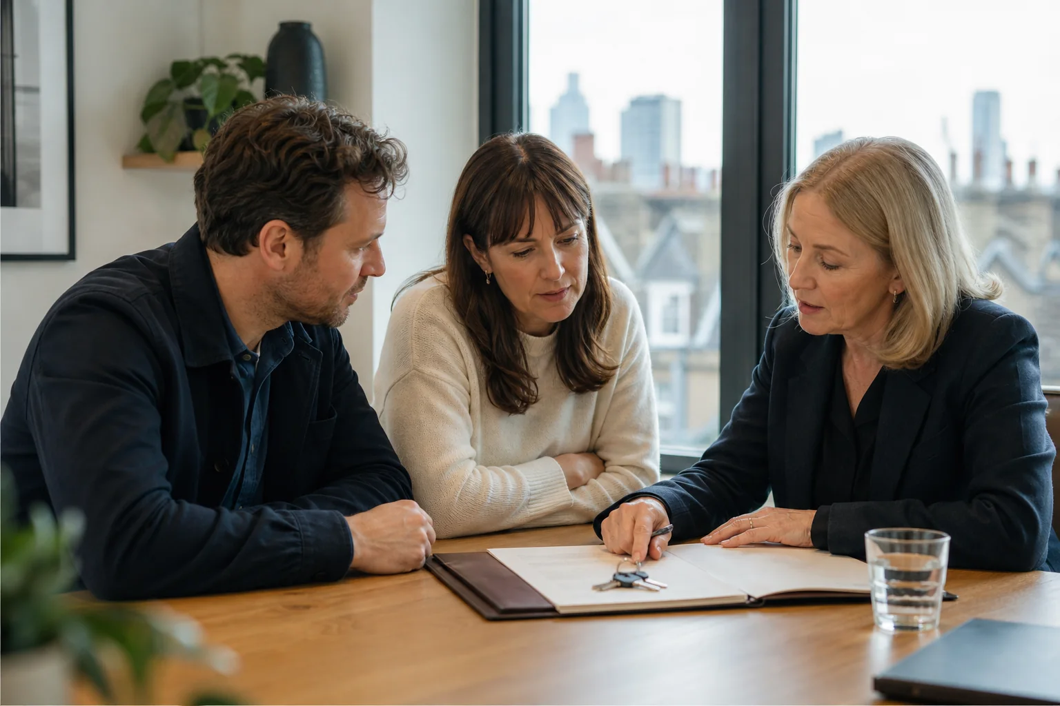 Adult siblings discussing a property trust with an estate-planning specialist