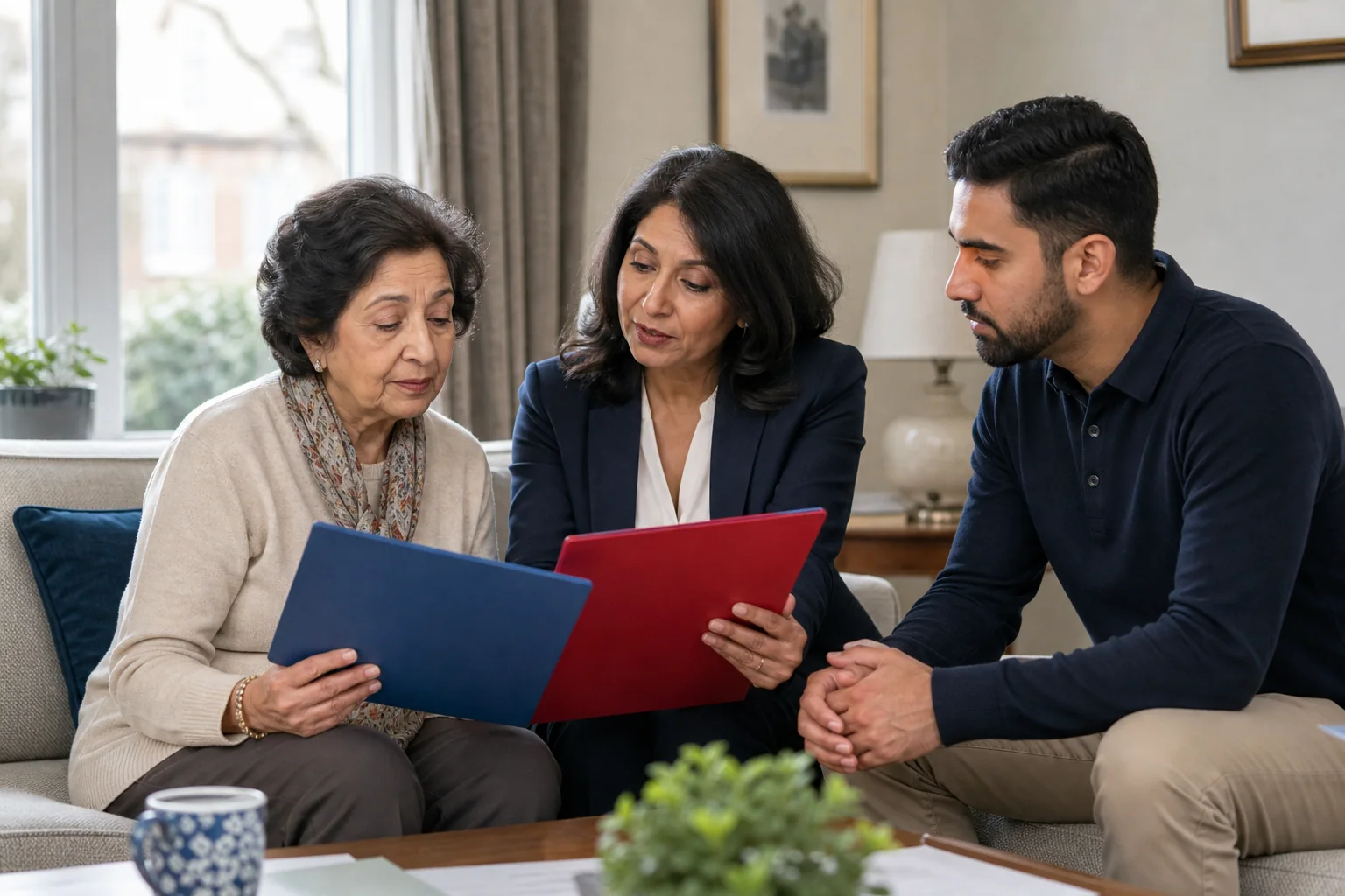 London family reviewing a will and lasting power of attorney together