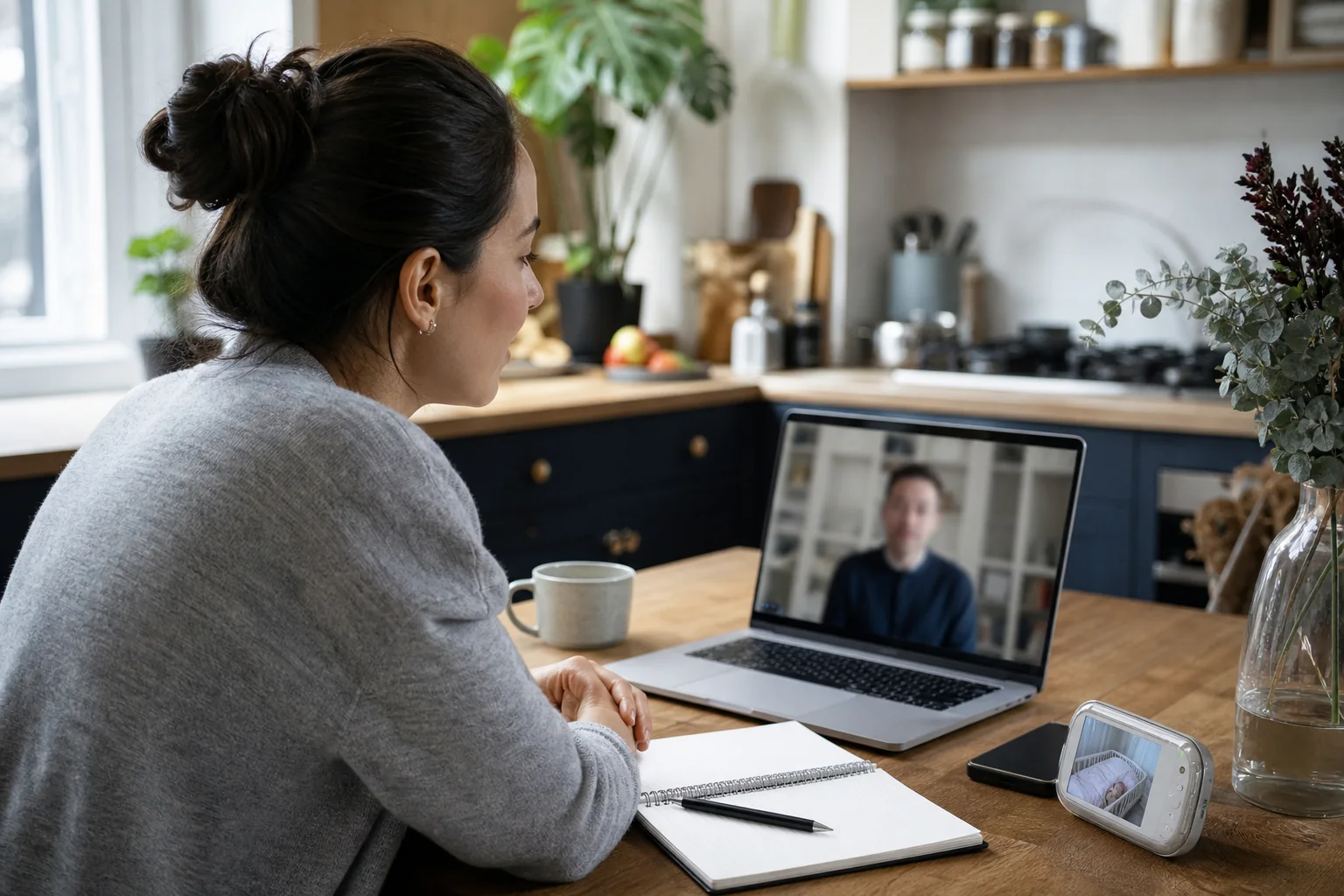 London resident attending an online will-writing consultation from home