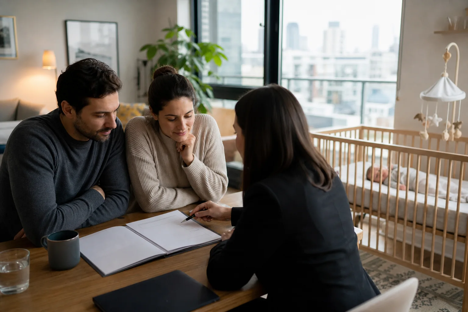 New parents updating guardianship provisions in their wills at home