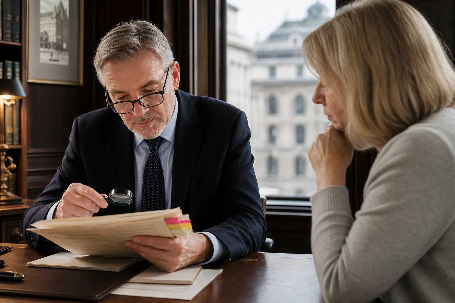 Estate specialist conducting a detailed second-opinion review of an older will